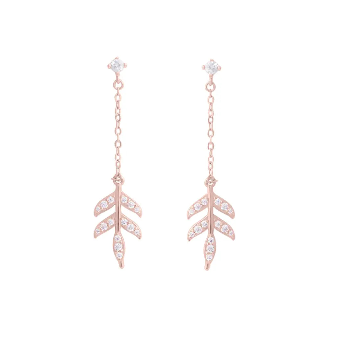 Mashha 925 Silver Blush Leaf Earrings Mashha