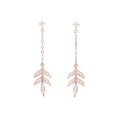 Mashha 925 Silver Blush Leaf Earrings Mashha
