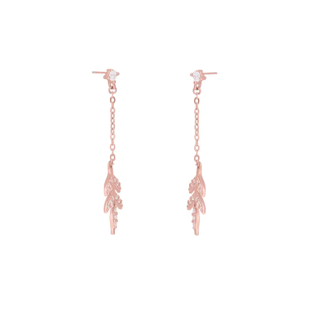 Mashha 925 Silver Blush Leaf Earrings Mashha
