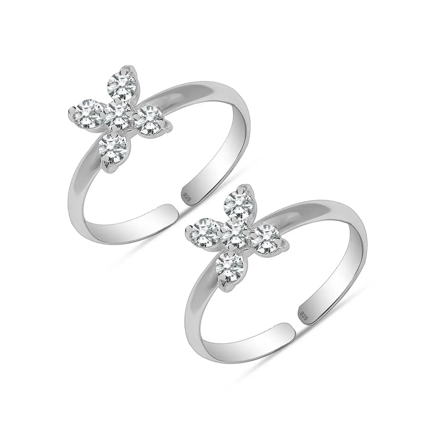 Mashha 925 Silver Butterfly Toe Rings Mashha