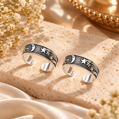 Mashha 925 Silver Rhodium Plated Celestial Toerings