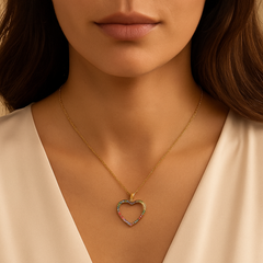 Mashha 925 Silver Rainbow Heart Pendant Necklace