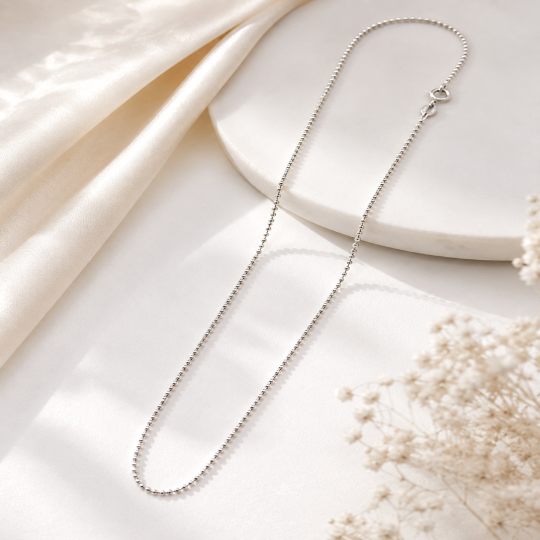 Mashha 925 Sterling Silver Rhodium Plated Legacy Ball Chain Mashha
