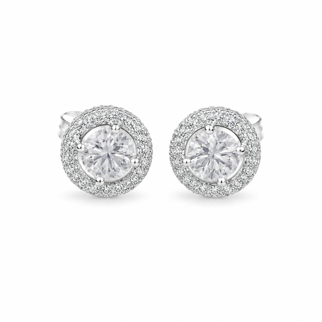 Mashha 925 Silver Rhodium Plated Seraphine Halo Stud Earrings Mashha