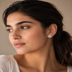 Mashha 925 Silver Rhodium Plated Seraphine Halo Stud Earrings Mashha