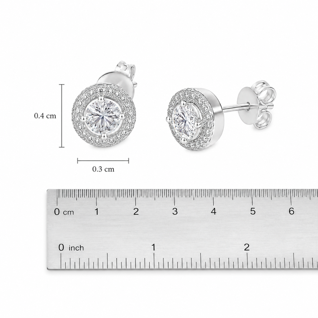 Mashha 925 Silver Rhodium Plated Seraphine Halo Stud Earrings Mashha