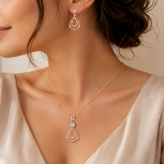 Mashha 925 Sterling Silver Rosé Teardrop Elegance Set