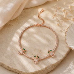 Mashha 925 Silver Rose Garden Sparkle Anklet