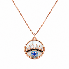 Mashha 925 Silver Nazar Crown Pendant Necklace