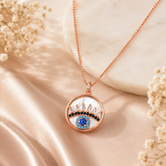 Mashha 925 Silver Nazar Crown Pendant Necklace