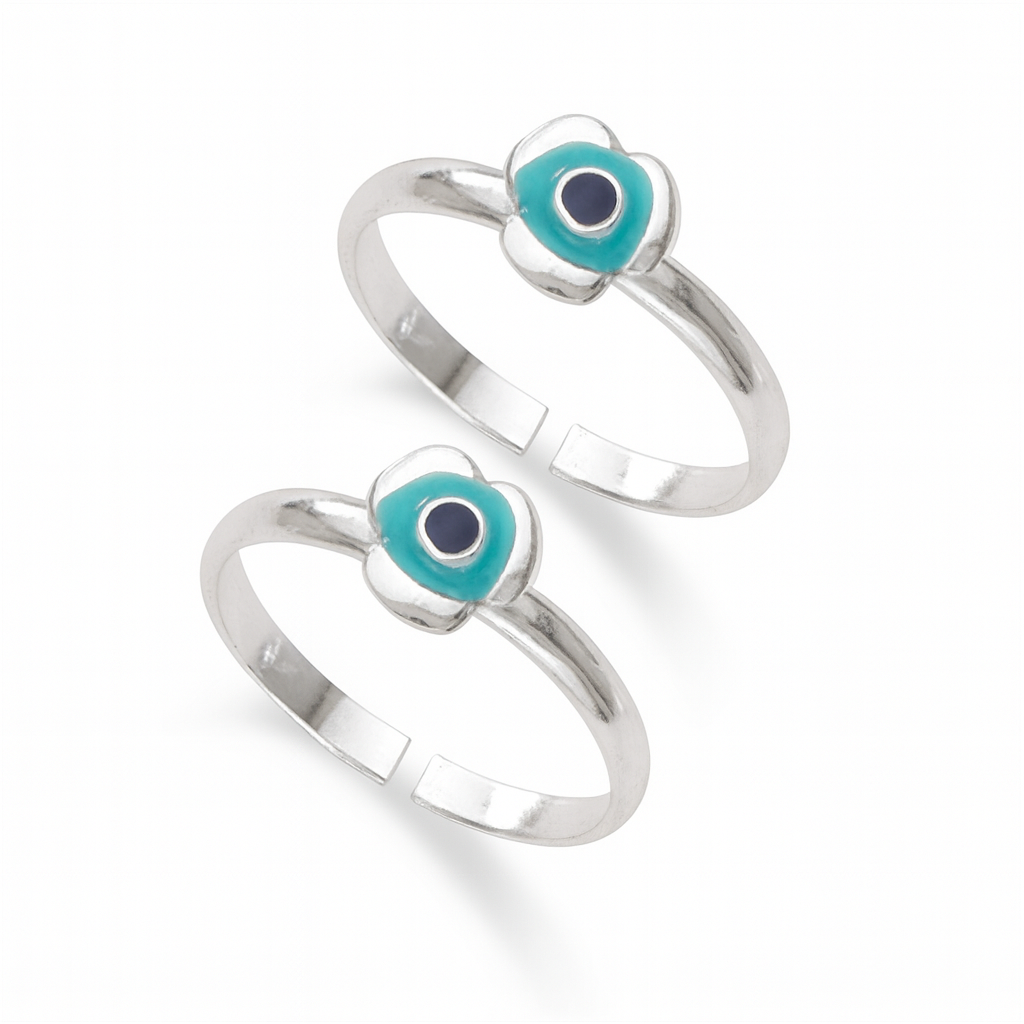 Mashha 925 Silver Aqua Aura Evil Eye Toe Rings Mashha