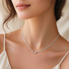 Mashha 925 Silver Luna Loop Sterling Silver Necklace