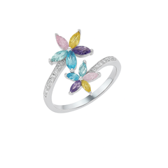 Mashha 925 Silver Aurora Blossom Ring (Size-14)