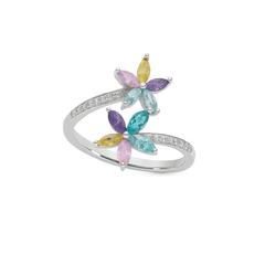 Mashha 925 Silver Aurora Blossom Ring (Size-14)