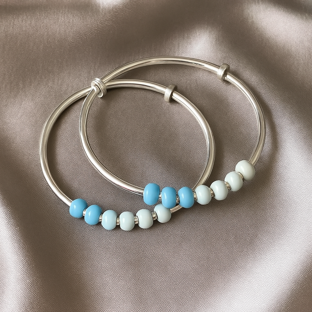Mashha 925 Silver Baby Blue Bangles Mashha
