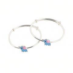 Mashha 925 Silver Blue Elephant Baby Bangles