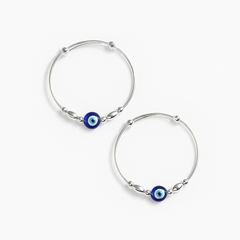 Mashha 925 Silver Evil Eye Baby Bangle (Pair)