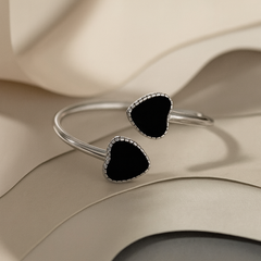 Black Heart 925 Silver Adjustable Ring