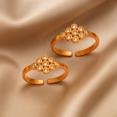 925 Rose Gold-Plated Floral Toe Rings