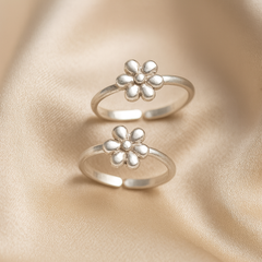 925 Sterling Silver Floral Toe Rings