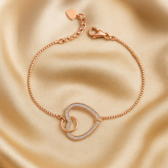 Rose Gold Heart Charm Bracelet