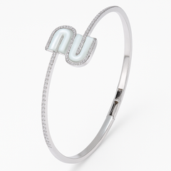Mashha 925 Silver Lustre U-Curve Silver Bangle