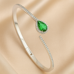 Mashha 925 Silver Emerald Dewdrop Bracelet