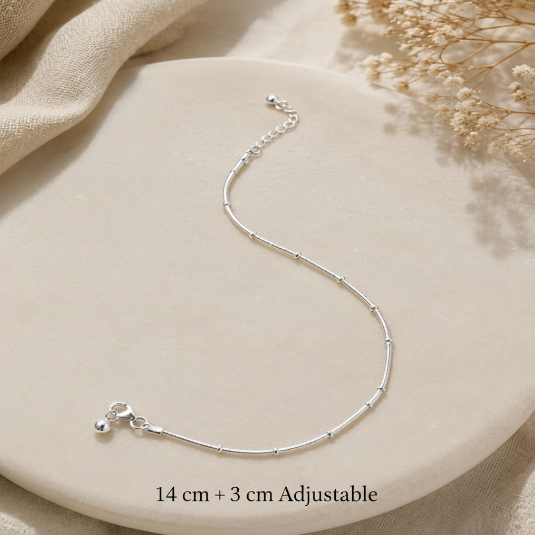 Mashha 925 Silver Luna Link Anklet Mashha
