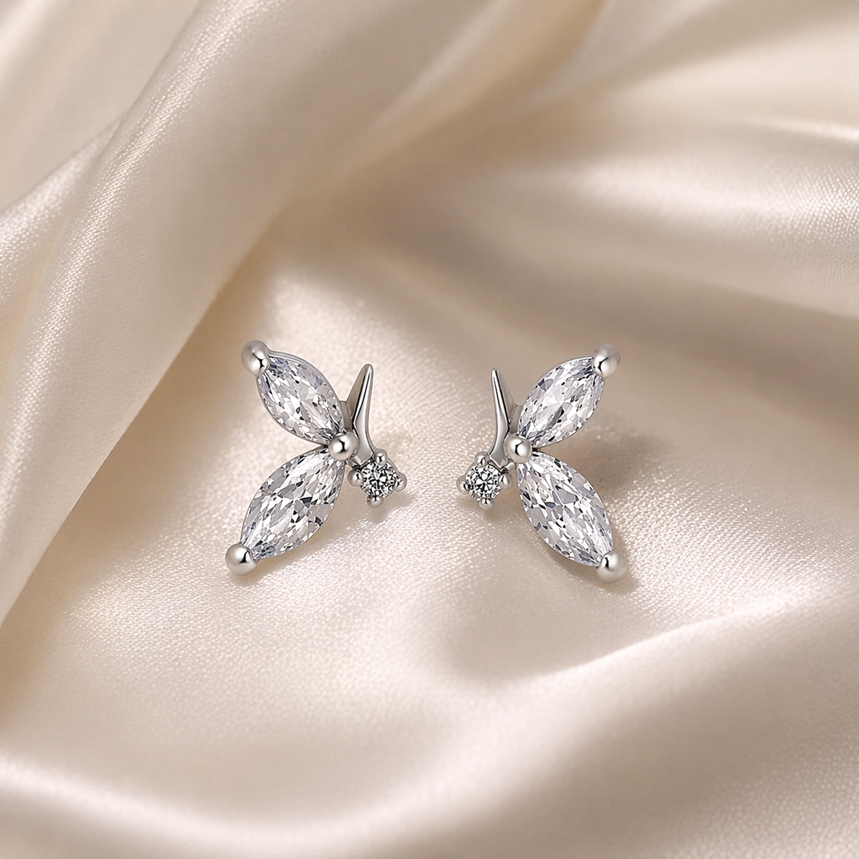 Mashha 925 Silver Crystal Flutter Studs Mashha