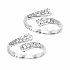 Mashha 925 Silver Adjustable Toe Rings with CZ Detailing