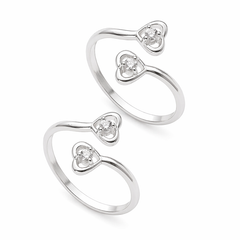 Mashha 925 Silver Heart Sparkle Toe Rings (Pair)