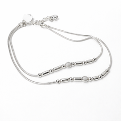 Mashha 925 Silver Dual Layer Beaded Anklet (Pair) Mashha