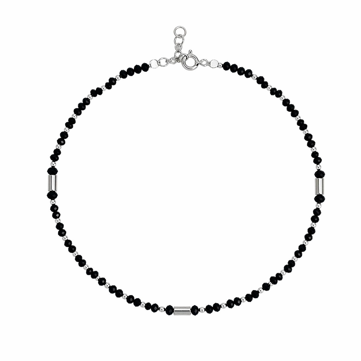 Mashha 925 Silver Hematite & Crystal Silver Anklet Mashha