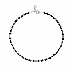Mashha 925 Silver Hematite & Crystal Silver Anklet Mashha