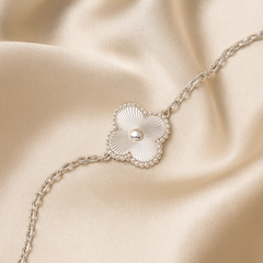 Sterling Silver Clover Satin Bracelet