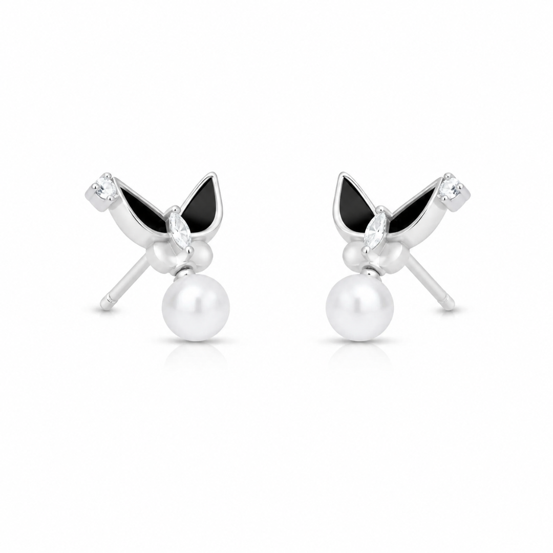 Mashha 925 Silver Midnight Titli Studs Mashha