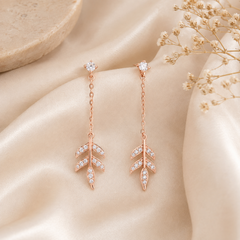 Mashha 925 Silver Blush Leaf Earrings Mashha