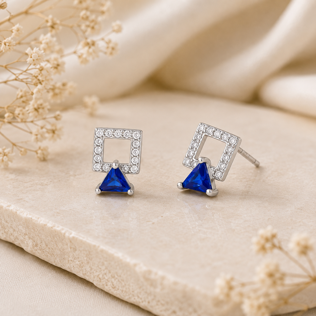 Mashha 925 Silver Bombae Sapphire Earrings Mashha