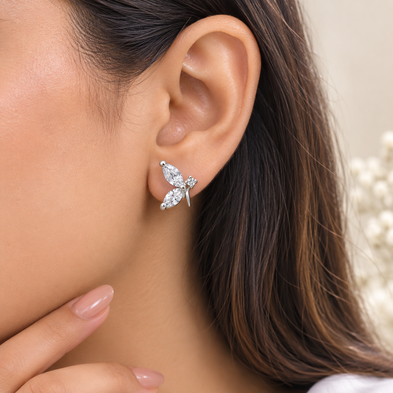 Mashha 925 Silver Crystal Flutter Studs Mashha