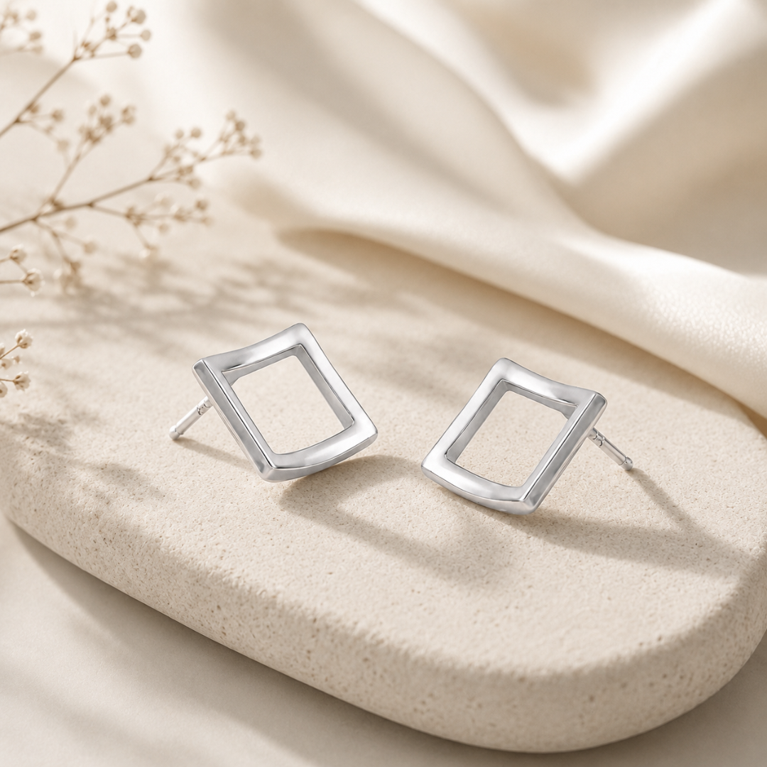Mashha 925 Silver Minimalist Square Studs Mashha