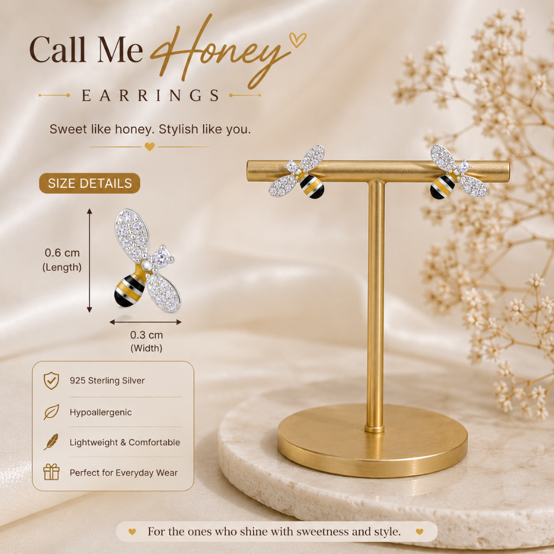 Mashha 925 Silver Call Me Honey Earrings Mashha