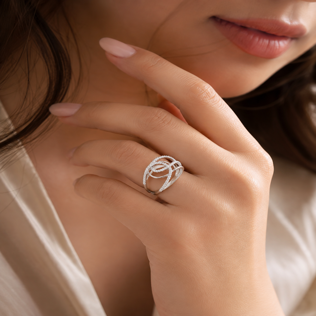 Intertwined Grace 925 Silver Ring Mashha