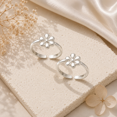 Mashha 925 Sterling Silver Floral Toe Rings Mashha