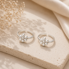 Mashha 925 Sterling Silver Floral Toe Rings Mashha