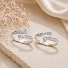 Mashha 925 Silver Adjustable Toe Rings with CZ Detailing Mashha