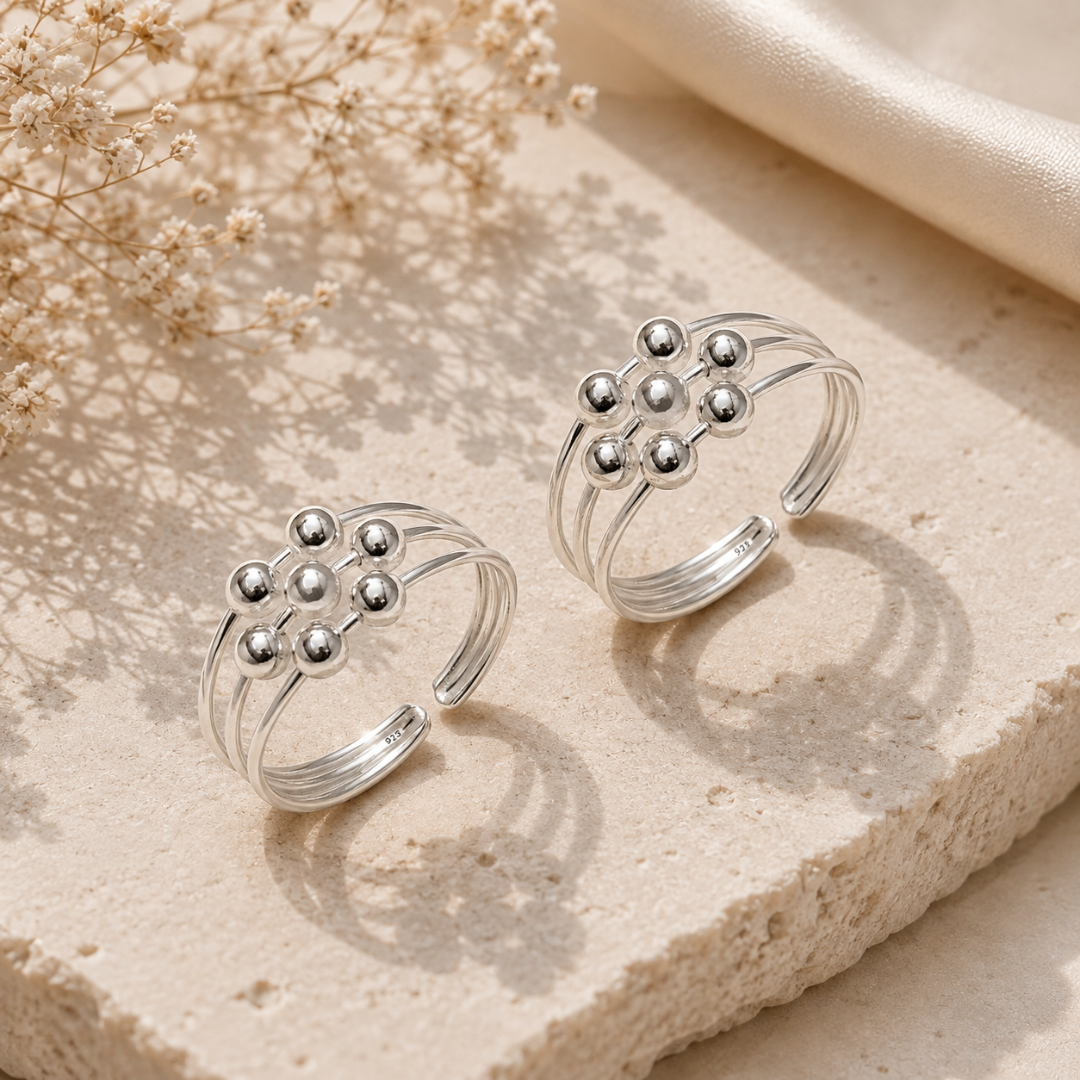 Mashha 925 Silver Multi ball Toe Ring Mashha