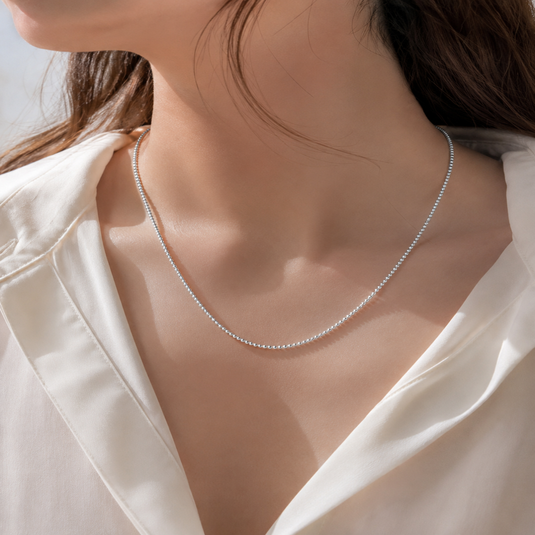 Mashha 925 Sterling Silver Rhodium Plated Legacy Ball Chain Mashha