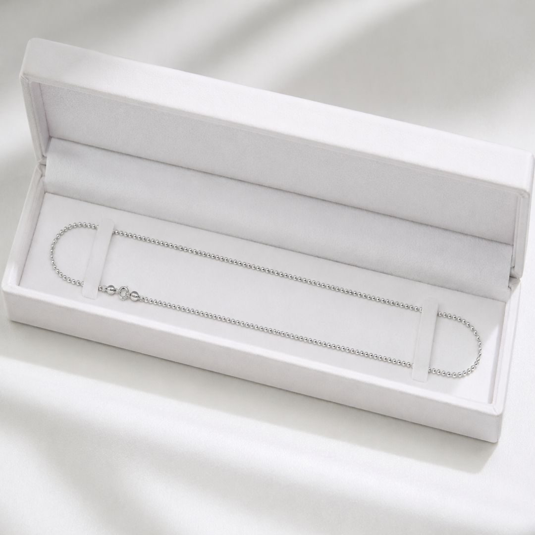 Mashha 925 Sterling Silver Rhodium Plated Legacy Ball Chain Mashha