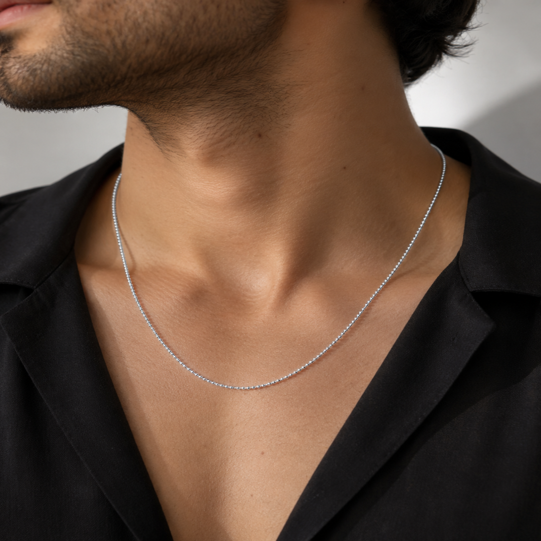 Mashha 925 Sterling Silver Rhodium Plated Legacy Ball Chain Mashha