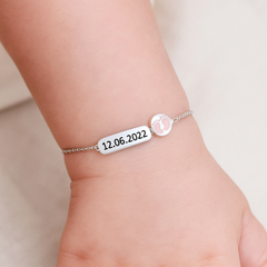 Tiny Steps 925 Silver Baby Bracelet – Personalized with any birthdate or name